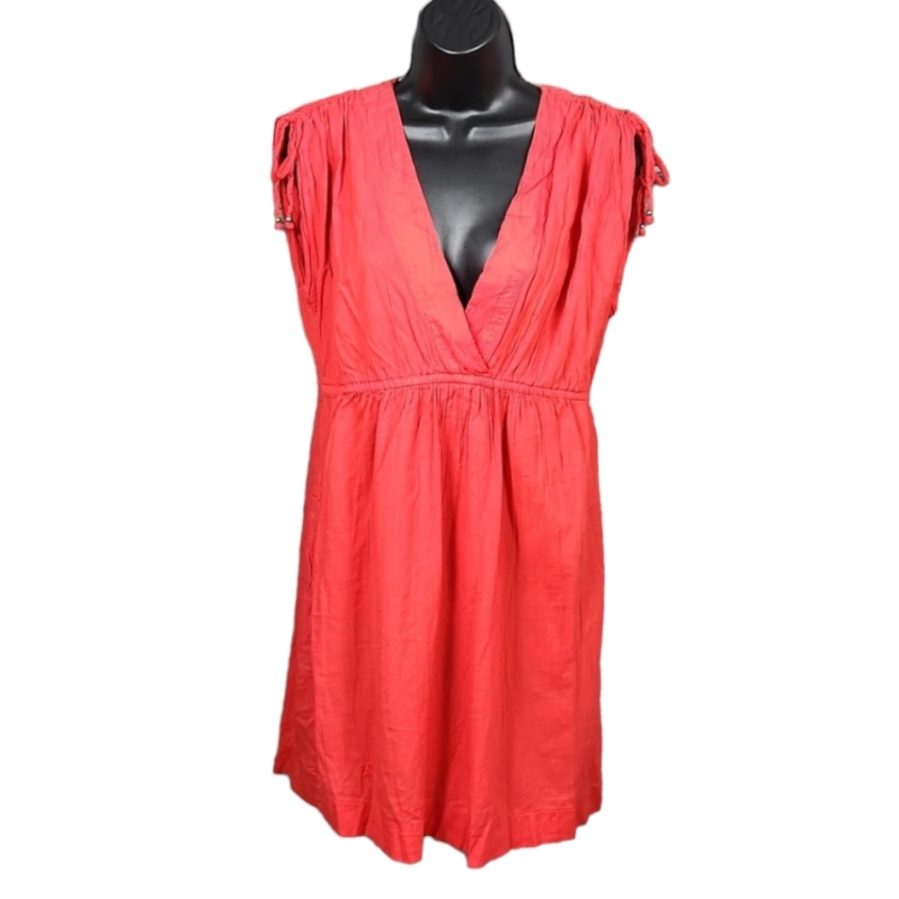 Lauren Ralph Lauren Red Gauze Tie-Sleeve Dress - Picture 3 of 10